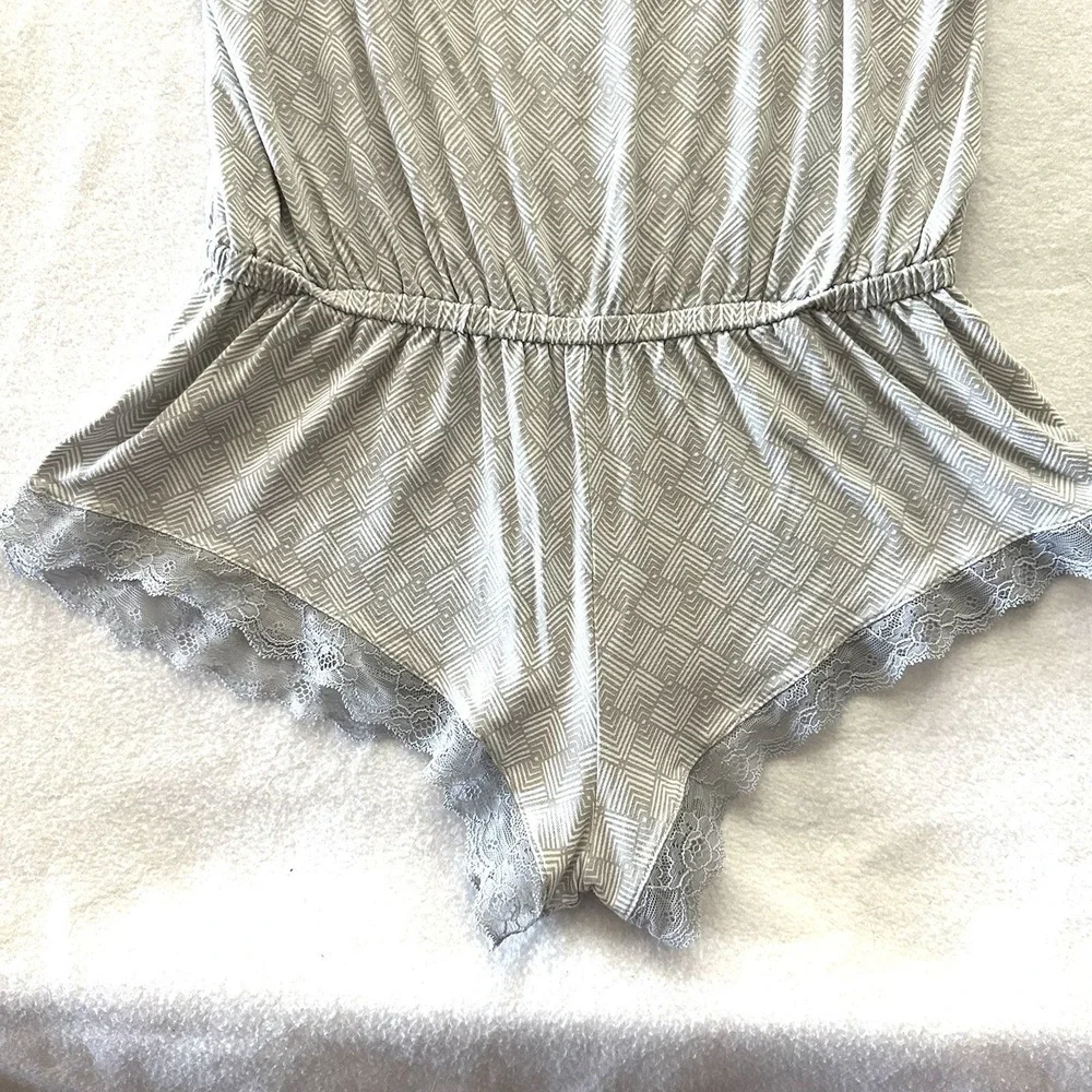 Eberjey Fossil Rock M Medium Romper Teddy Modal Gray Lace Blouson